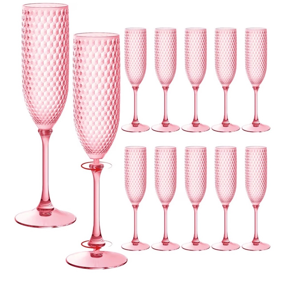 Elegant Pink Champagne Flute Set
